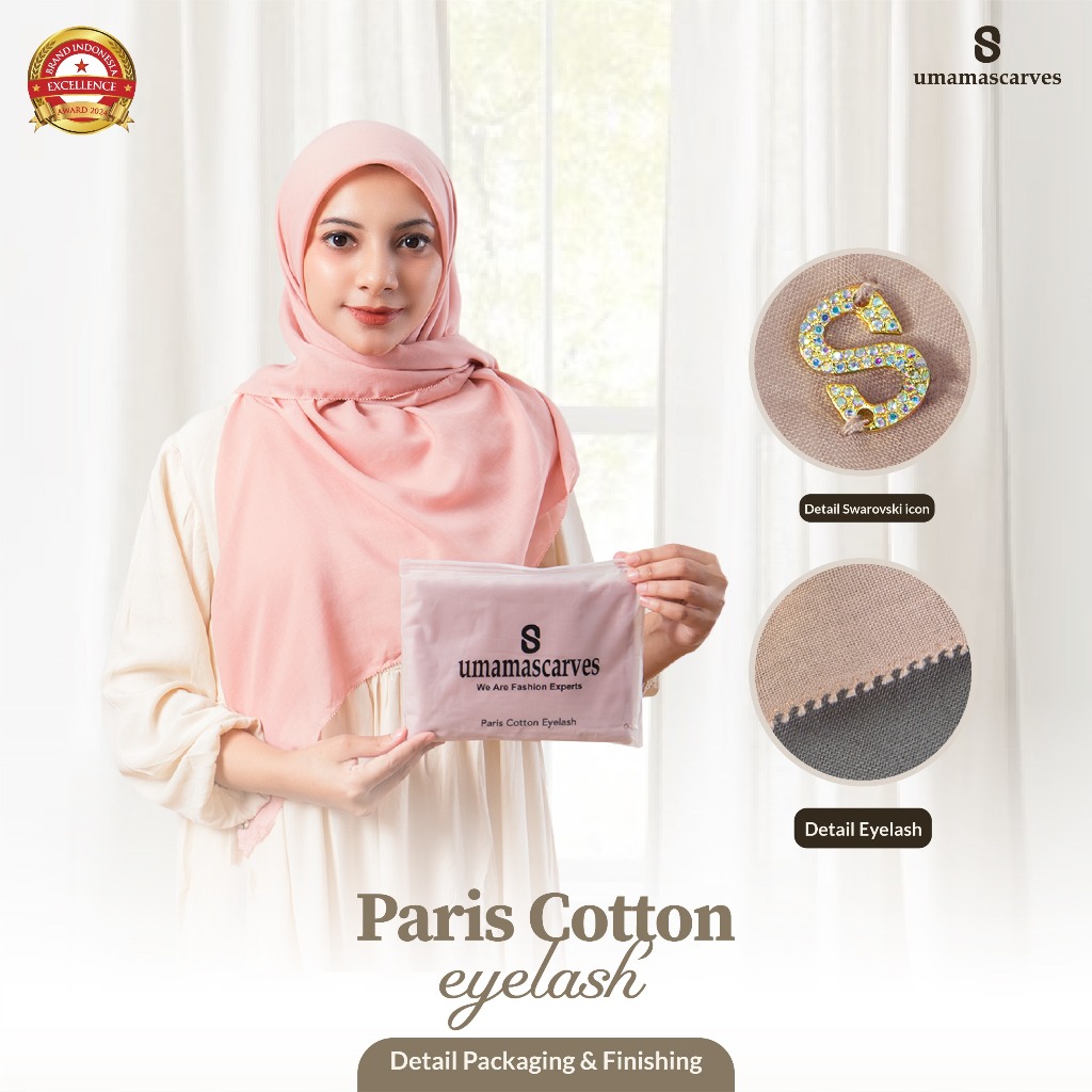 Hijab PARIS COTTON EYELASH POUCH Metal Logo (S) Diamond Original Umama Scarf
