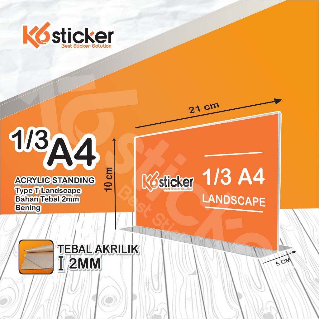 

AKRILIK TEMPAT BROSUR / TENT HOLDER / TENT CARD AKRILIK DISPLAY UKURAN 1/3 A4 Laindscape