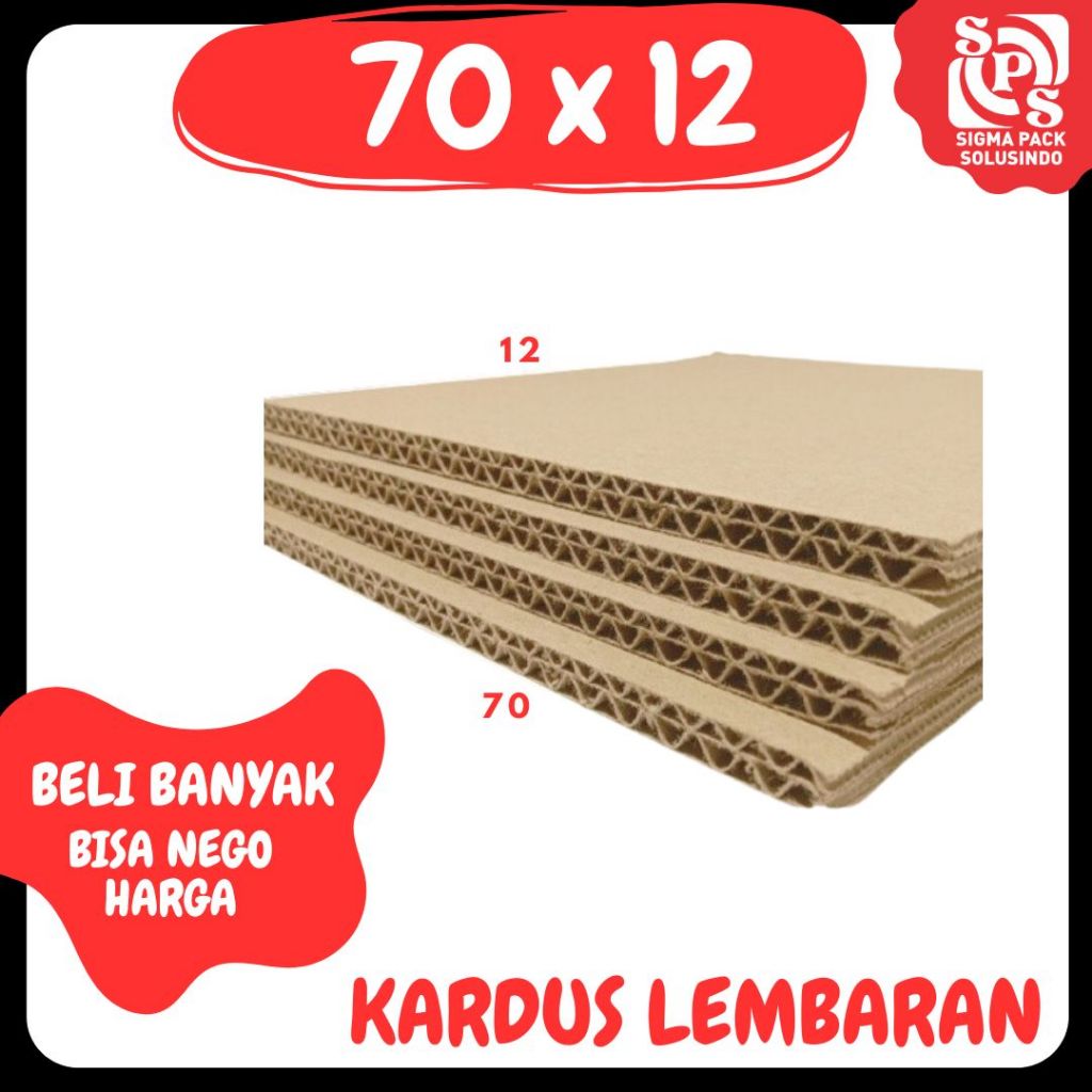 

Kardus Lembaran 70x12 / 60x12 / 50x12 / 40x12 Sheet Polos Double Wall Packing Karton Coklat Warna Packing