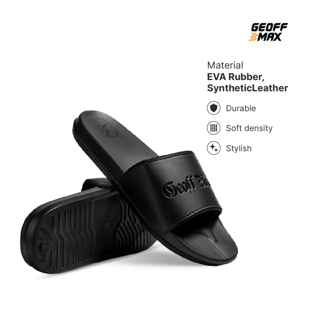 Geoff Max - Alston Black - Sandal Slop Slipper Hitam | Sandal Anti Slip Unisex