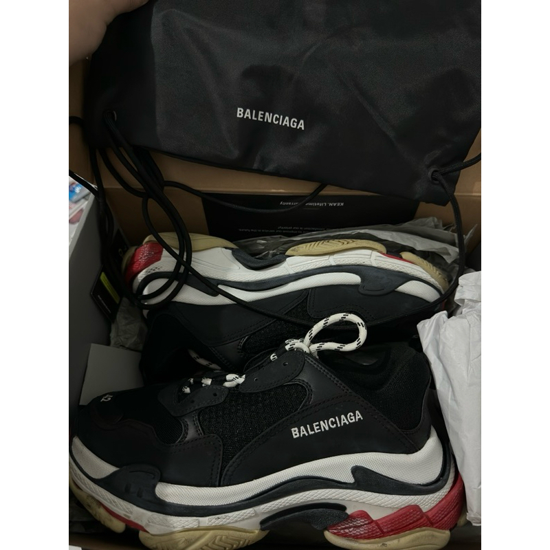 BALENCIAGA Triple S Black Red White Size 42 Authentic Original KEAN
