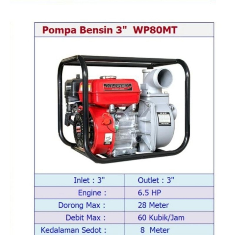 Mesin pompa air irigasi waterpump alkon Mugen WP80 3" 3 inchi