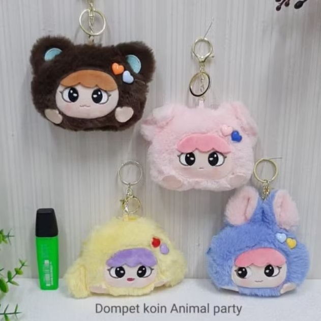 Dompet koin Animal Party/dompet koin boneka/dompet koin lucu/aksesoris tas anak