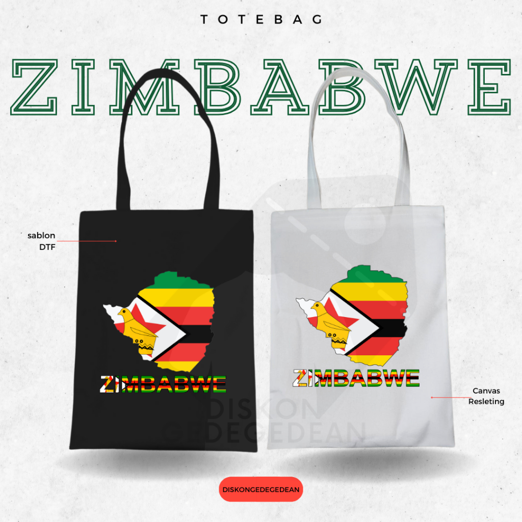 Diskongedegedean Totebag Zimbabwe Souvenir Tas Oleh Oleh Zimbabwe Kanvas Resleting 1