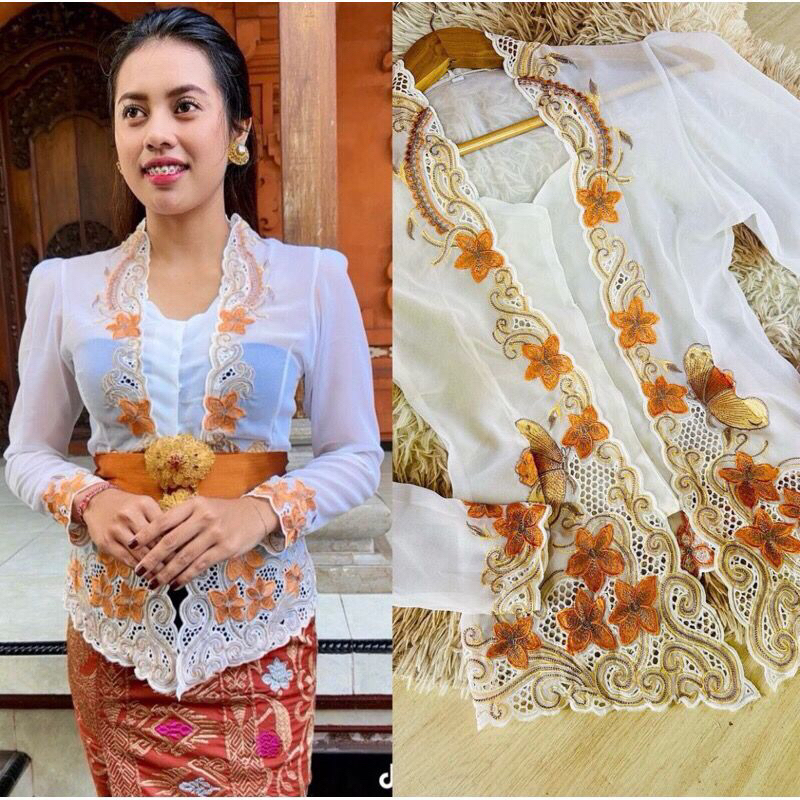 COD kebaya bordir bunga// Kebaya bordir motif bunga Kebaya putih Kebaya cantik bali