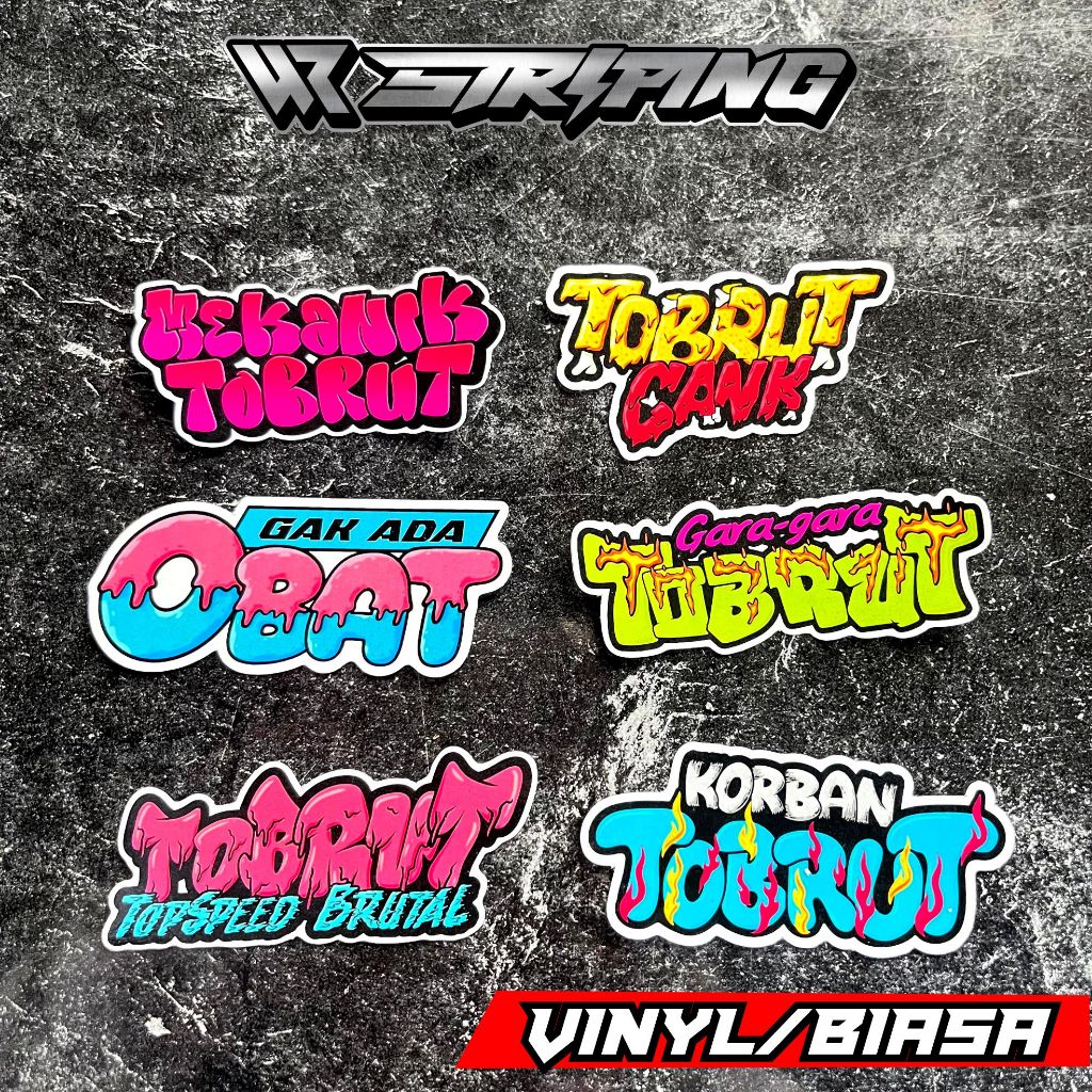 

6Pcs Sticker Kata kata Viral Stiker Tobrut Vinyl Glossy Setiker Pack WR