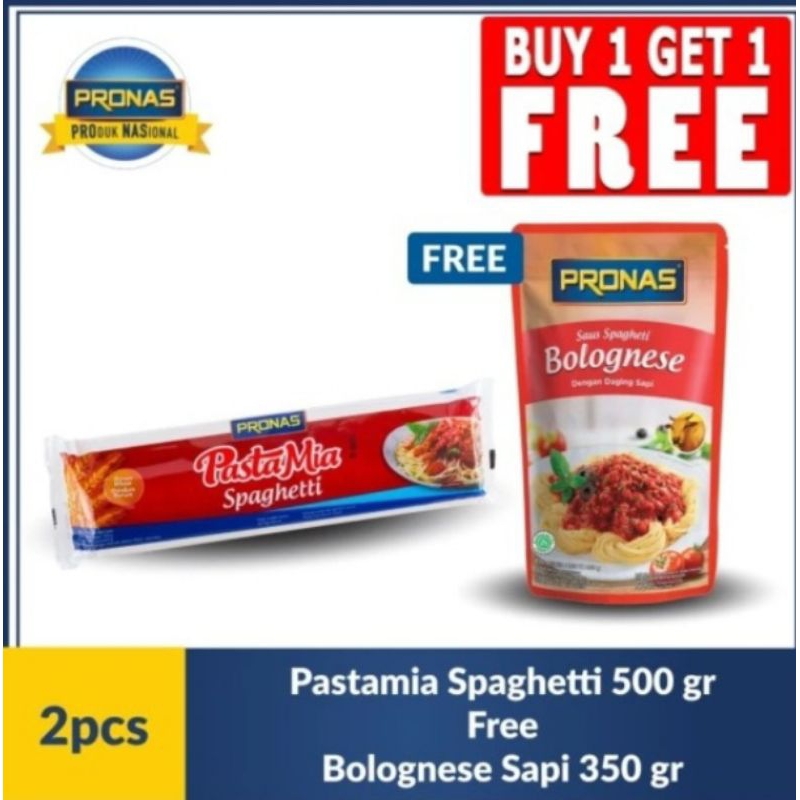 

PRONAS Pastamia Spaghetti 500 gr Free Bolognese Sapi 350 gr