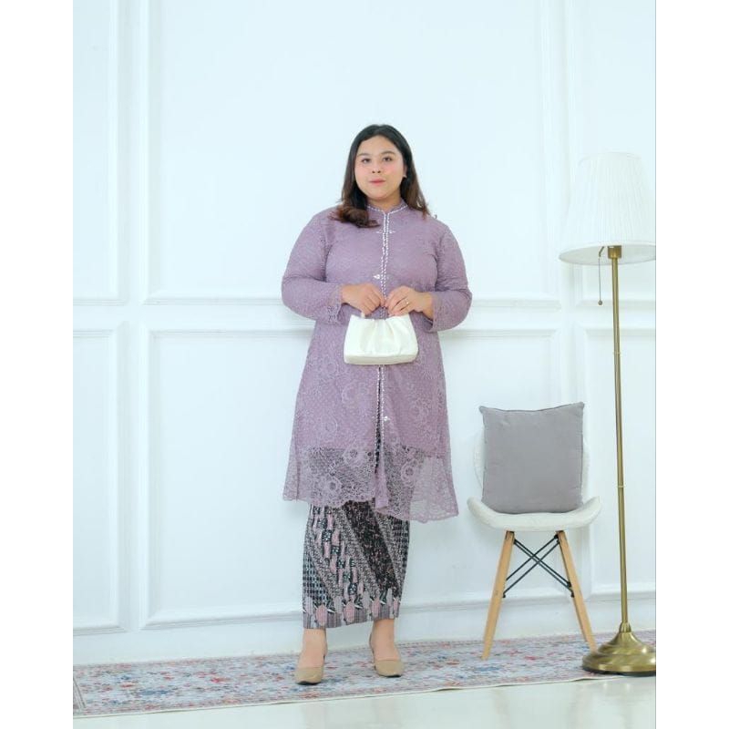 TERLARIS Set Kebaya Jumbo 5XL Ld 140 Atasan Kebaya Tunik Brokat Modern Baju Kondangan Kekinian NJ