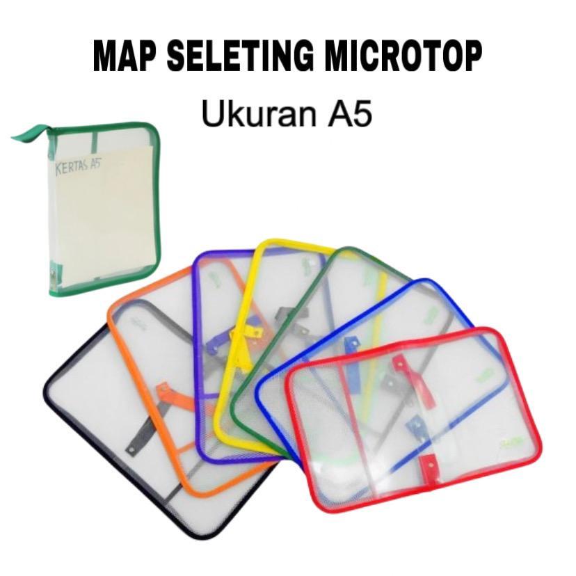 BOS Map Jaring Resleting A5 / Tas Dokumen Jaring / Map Plastik Resleting