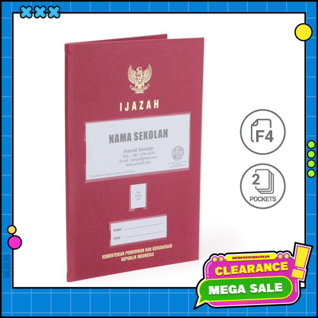 

[BMS Tangerang] Bantex Map Ijazah Custom Nama Sekolah / Hot Print Folio Isi 2 Pocket #1026 [Clearance]