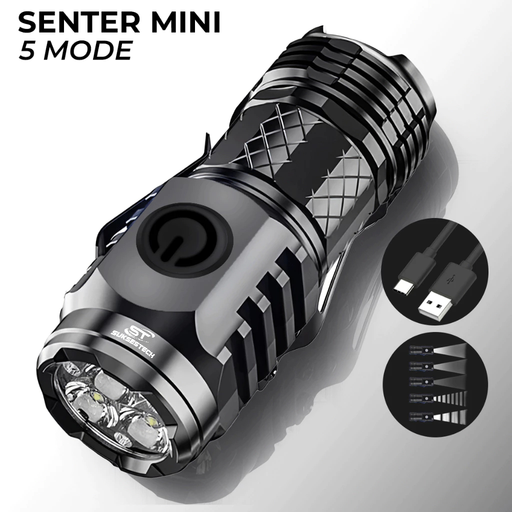Suksestech Senter Mini Charger Senter Saku 5 Mode Waterproof Multifungsi F06