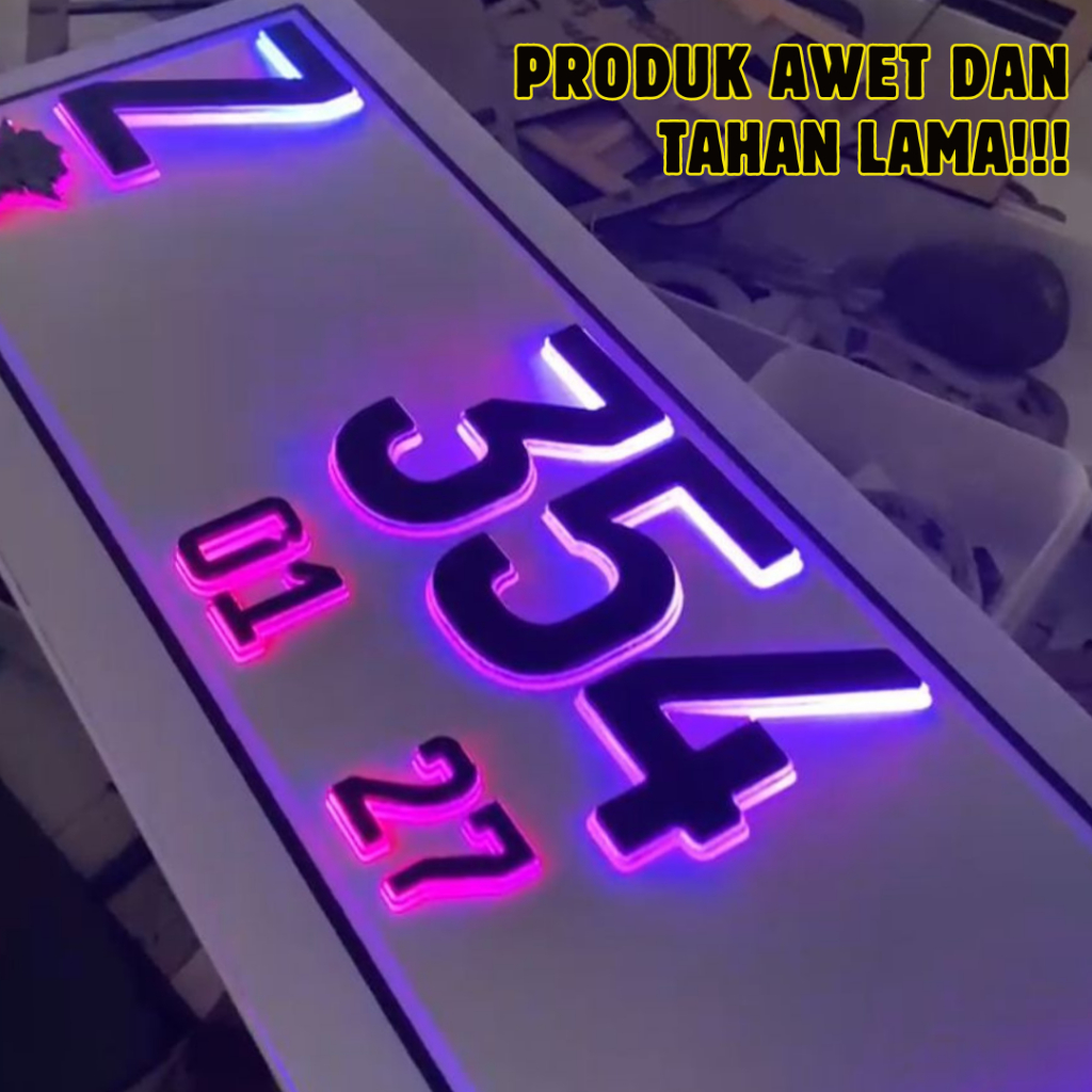 Plat Nomor Timbul LED - Plat Nomor Nyala Timbul Custom Bahan Akrilik