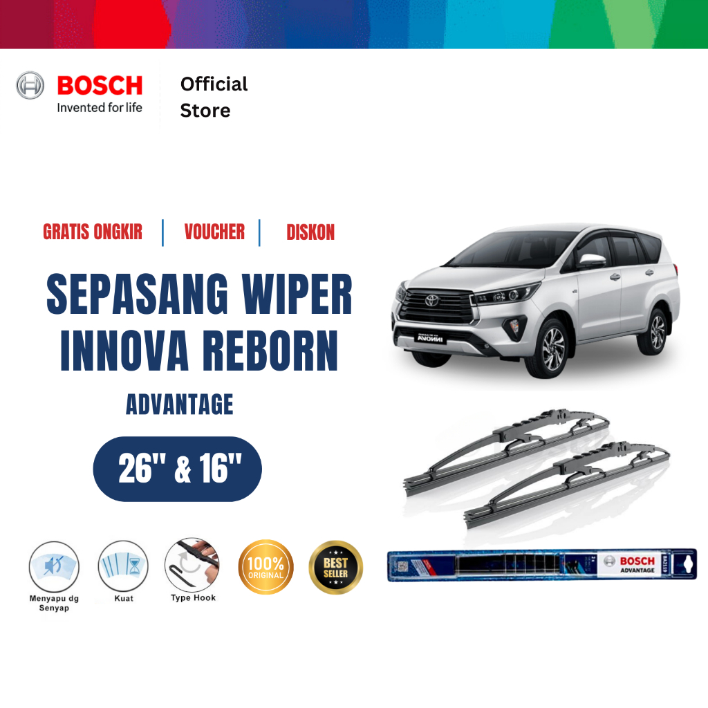 Bosch Sepasang Wiper Mobil Toyota Kijang Innova Reborn Advantage 26 dan 16 Inci