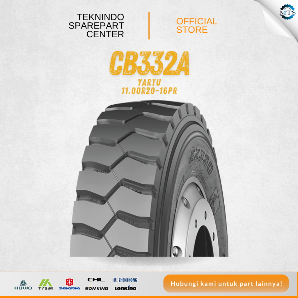 Ban Dump Truck / DT Set Tipe CB332A Uk. 11.00R20-16PR Yartu  | J/18 RIM R20 Ban Luar, Ban Dalam, Fla
