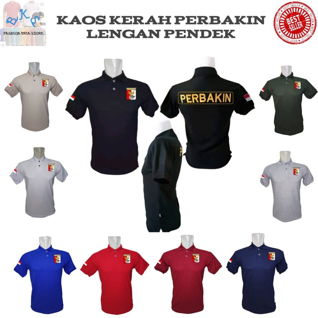 BAJU PERBAKIN FULL BORDIR LENGAN PENDEK | KAOS PERBAKIN BANYAK PILIHAN WARNA | BAJU PENEMBAK - BKS