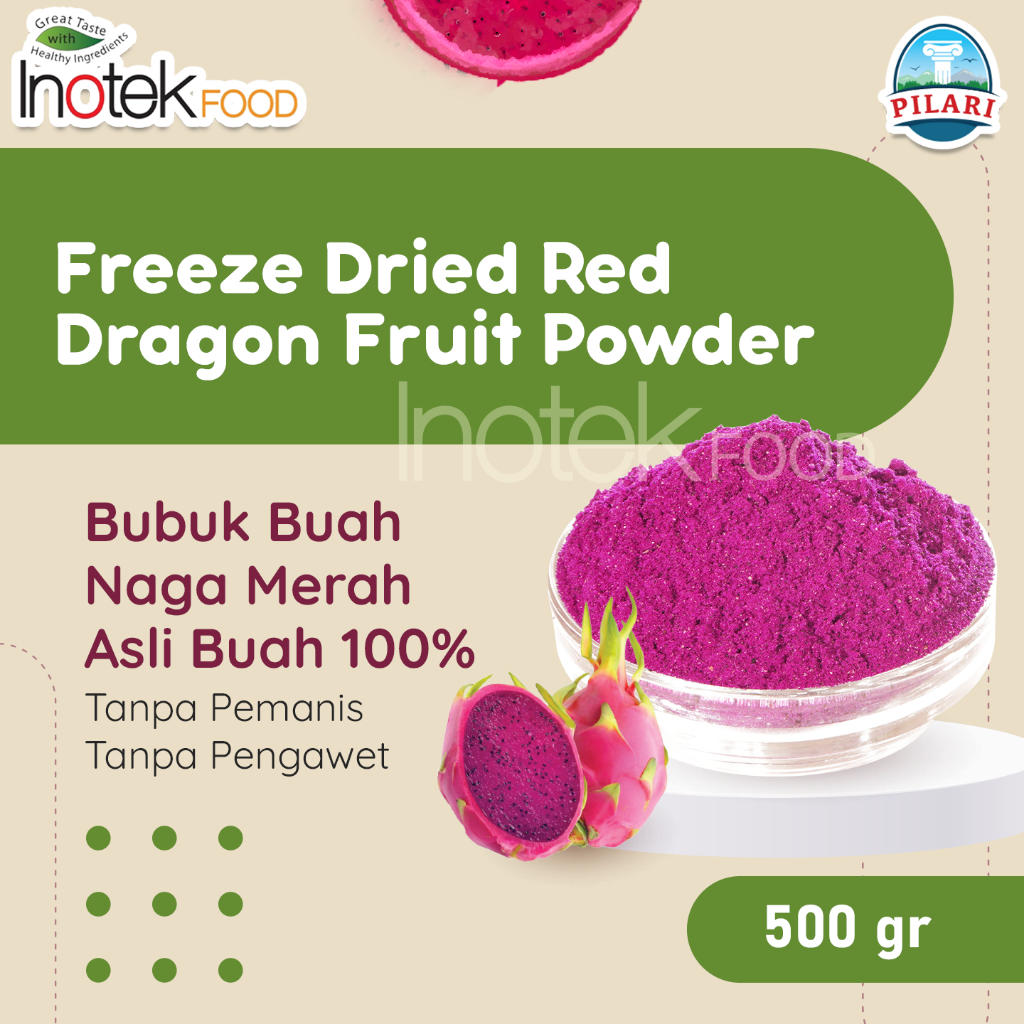 

FREEZE DRIED RED DRAGON POWDER @500gr - Bubuk Ekstrak Buah Naga Merah Asli