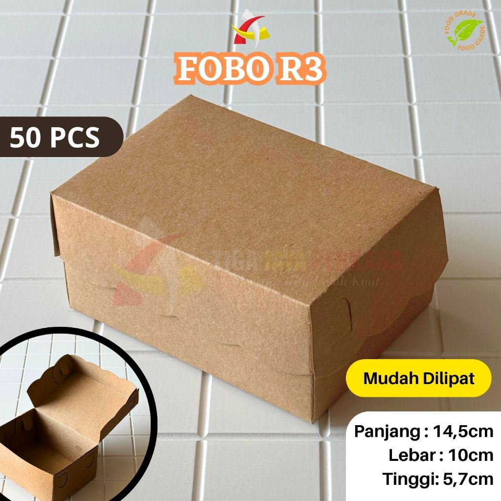 

Kotak 14.5x10.5x7 FOBO R3 / Snack Box Kraft Box Kue Kotak @50pcs