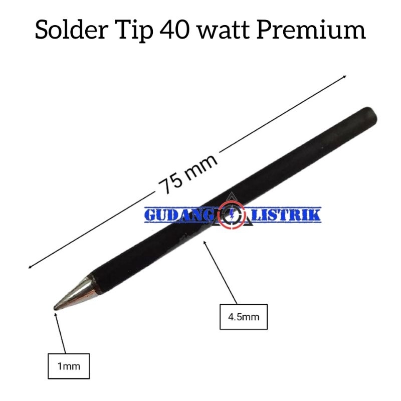 Black Tip Soldering Mata Solder 40 Watt Hitam