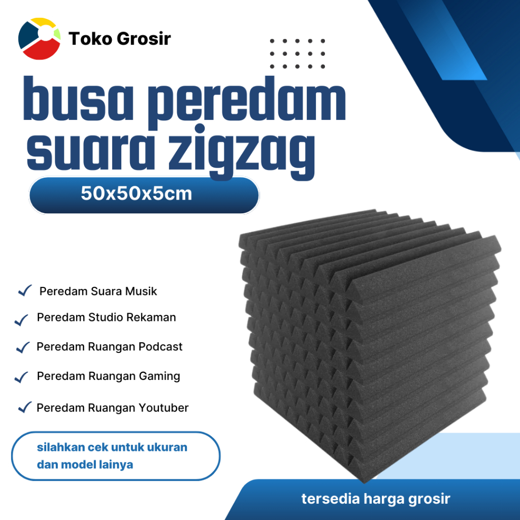 Busa Peredam Suara Ruangan Motif Wedge Zigzag - Peredam Ruangan Musik Studio 50x50cm