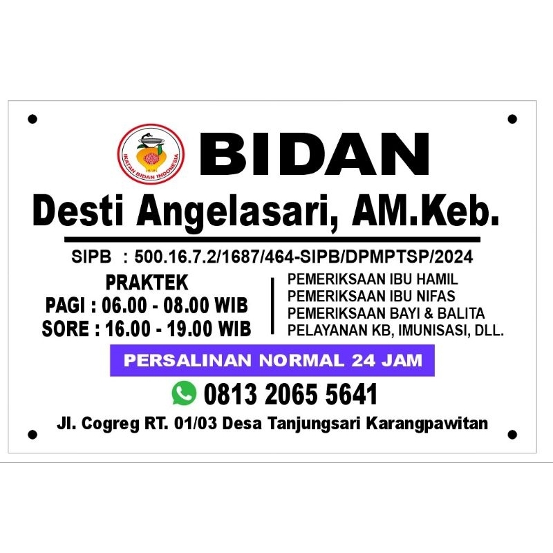 

papan praktek apoteker bidan perawat papan akrilik praktik 40x60 cm