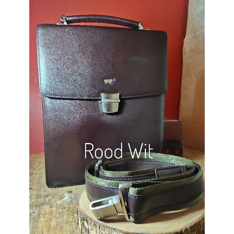 Jual Tas kulit Braun Buffel Germany pria selempang  tas meeting Sling bag hard leather second