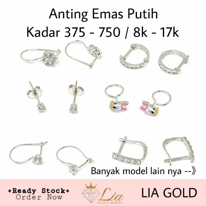 Anting EMAS PUTIH ASLI Kadar 700/16K - 750/17K ( TOKO MAS LIA BEKASI )