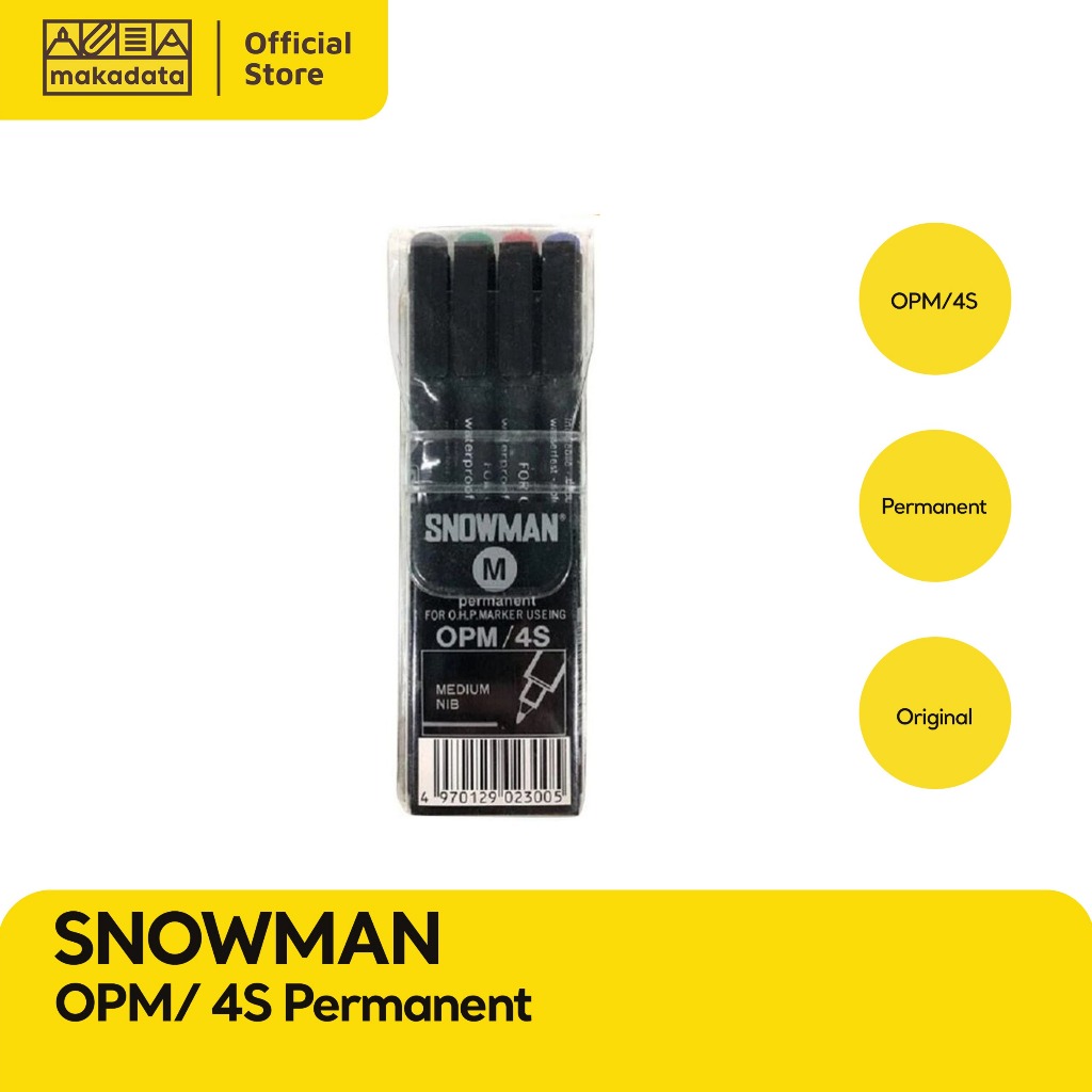 

SPIDOL SNOWMAN FINE OHP/OPM 4 WARNA MARKER (MEDIUM) MURAH