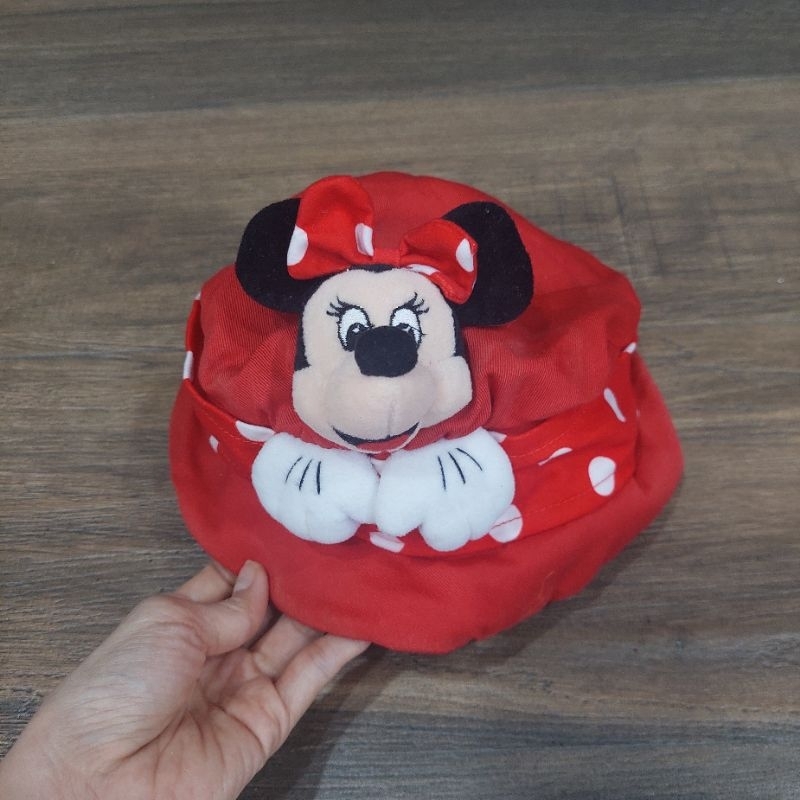 BUCKET HAT BONEKA MINNIE MOUSE TOPI ANAK DISNEY WORLD AMERIKA VINTAGE