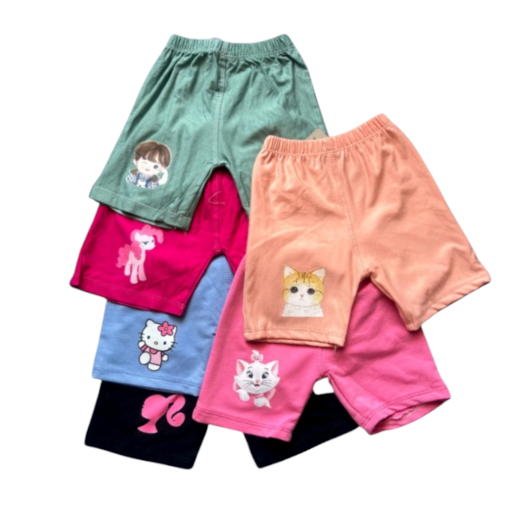 6 PCS Celana shot anak perempuan motif KARAKTER LUCU 3-10th celana pendek BOXER anak sot legging