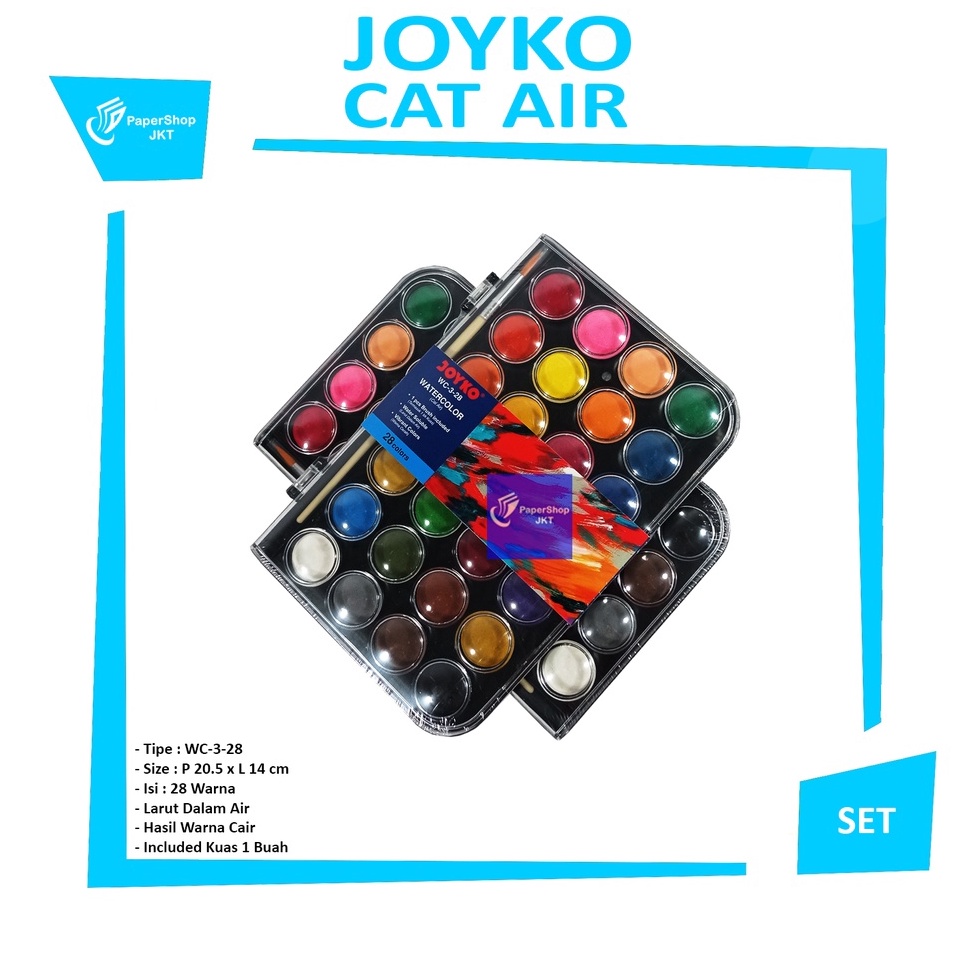 

JOYKO Watercolor Set Cat Air WC3 Isi 28 Warna WC328 Pallete ART W1H5