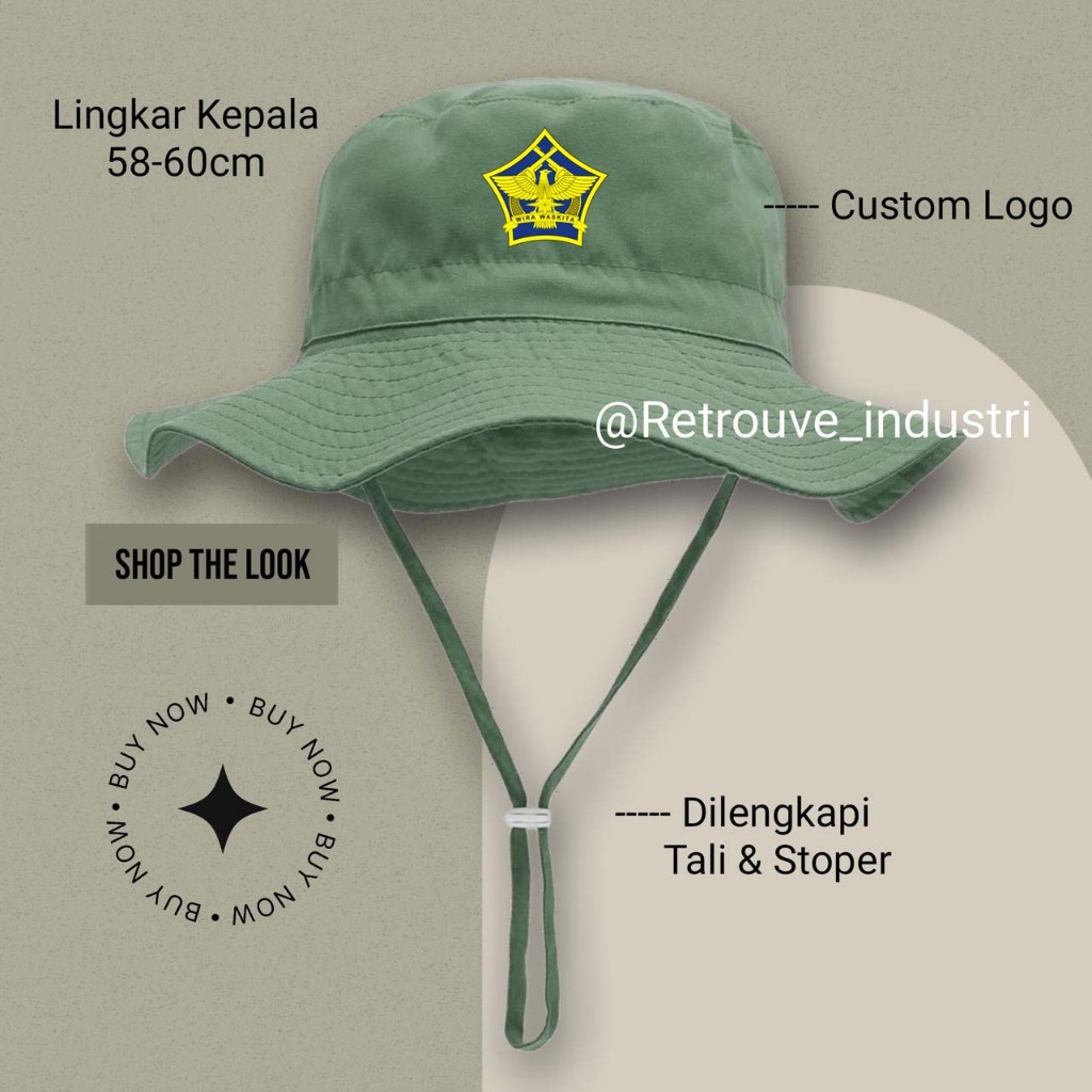 Topi Rimba Pom TNI AU / Topi Gunung Outdoor Premium