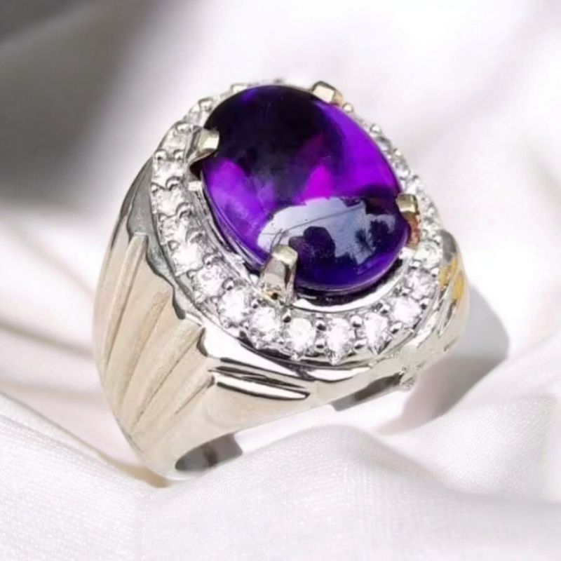 CINCIN BATU AKIK KECUBUNG BUNGUR AMATYST ORIGINAL STONE