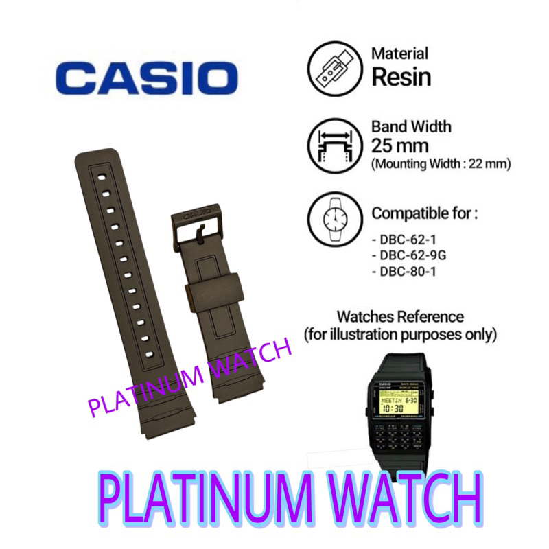 Tali Strap CASIO DBC-62 / DBC-80 25mm Black Resin