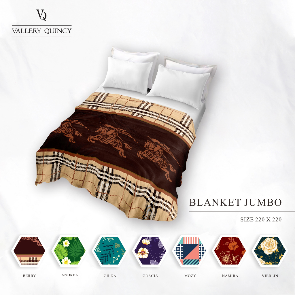 Vallery Quincy - Selimut Jumbo 220x220 - Motif Bunga Abstrak Geometri