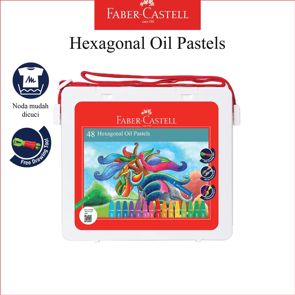 

KP8 Crayon Faber Castell Hexagonal Oil Pastel 48 Warna Free Peect Drawing Tools