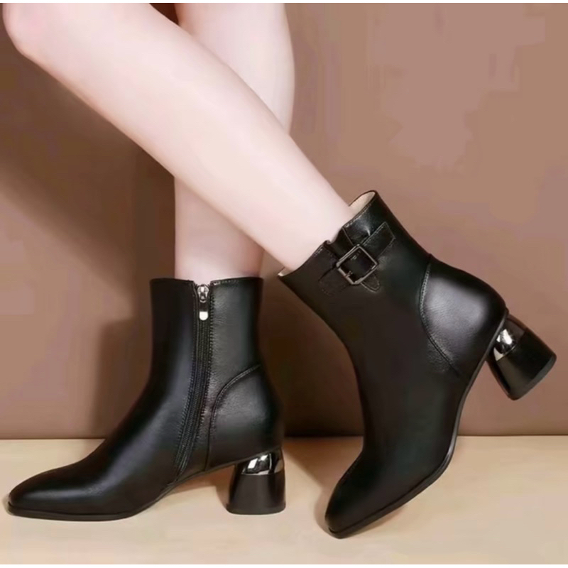 SEPATU BOOTS WANITA VINTAGE STYLE BLOCK B93