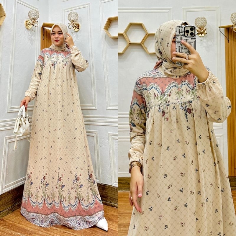 ZM - Gamis Shania Set Hijab Ceruty Babydoll / Gamis Pesta mewah