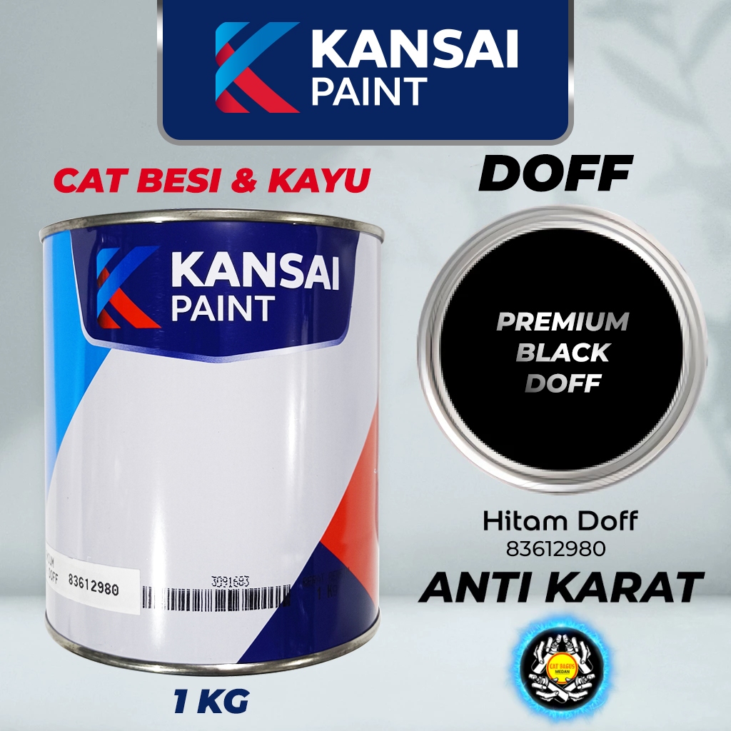 CAT MINYAK BESI KAYU KANSAI HITAM DOFF 1 KG JOTUN ALKYDPRIMER QD BLACK DOF DOP ANTI KARAT / CAT BESI