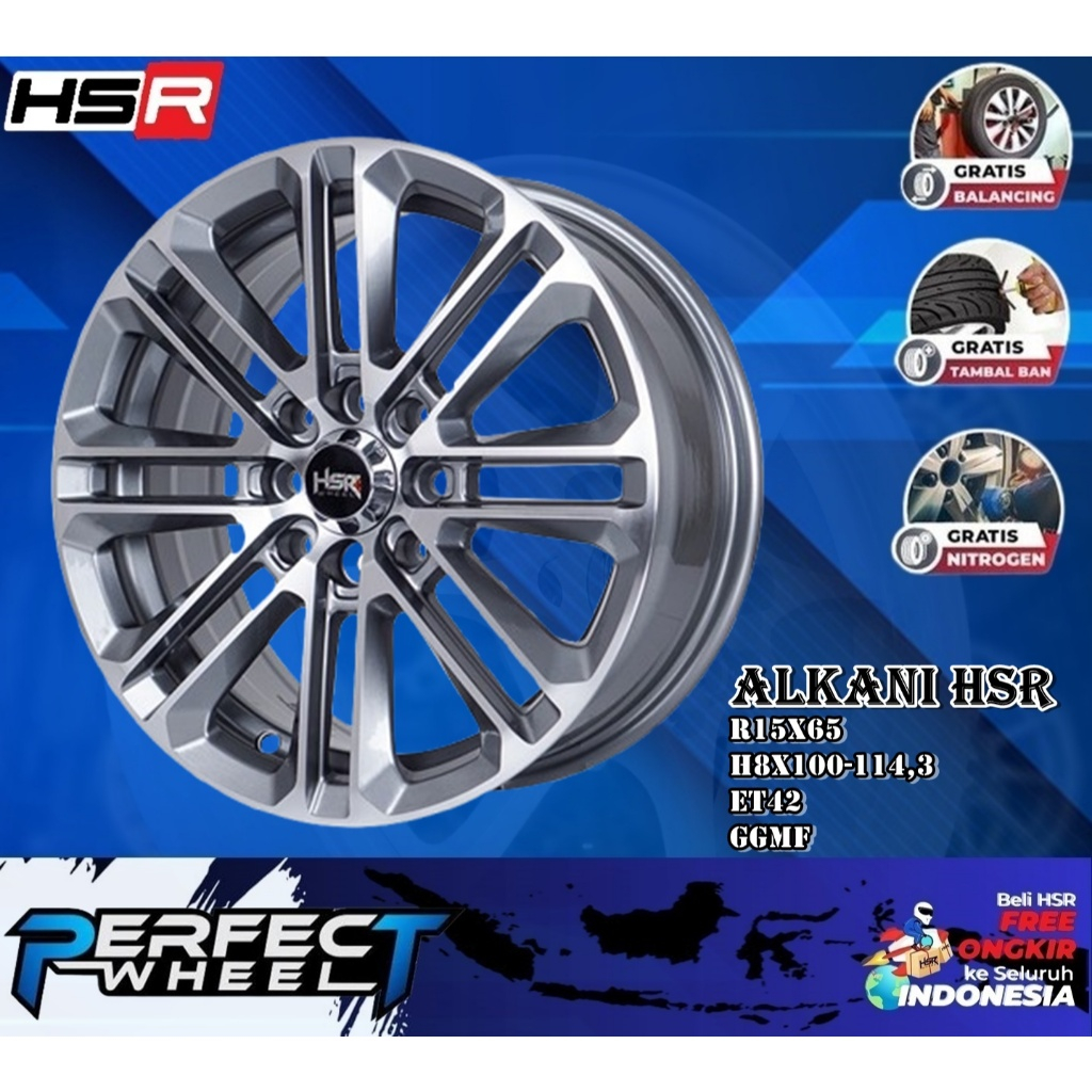 Velg Hsr Wheel Alkani Ring 15 Velg Mobil Brio,Calya,Agya,Panther,Lgx,Avanza
