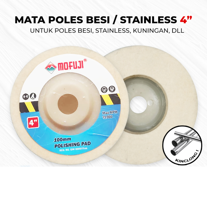 TERLARIS Mata Gerinda Poles 4 Inch / Wool Wheel Mata Poles Body Motor Mobil Dan Besi Stainless 4in M