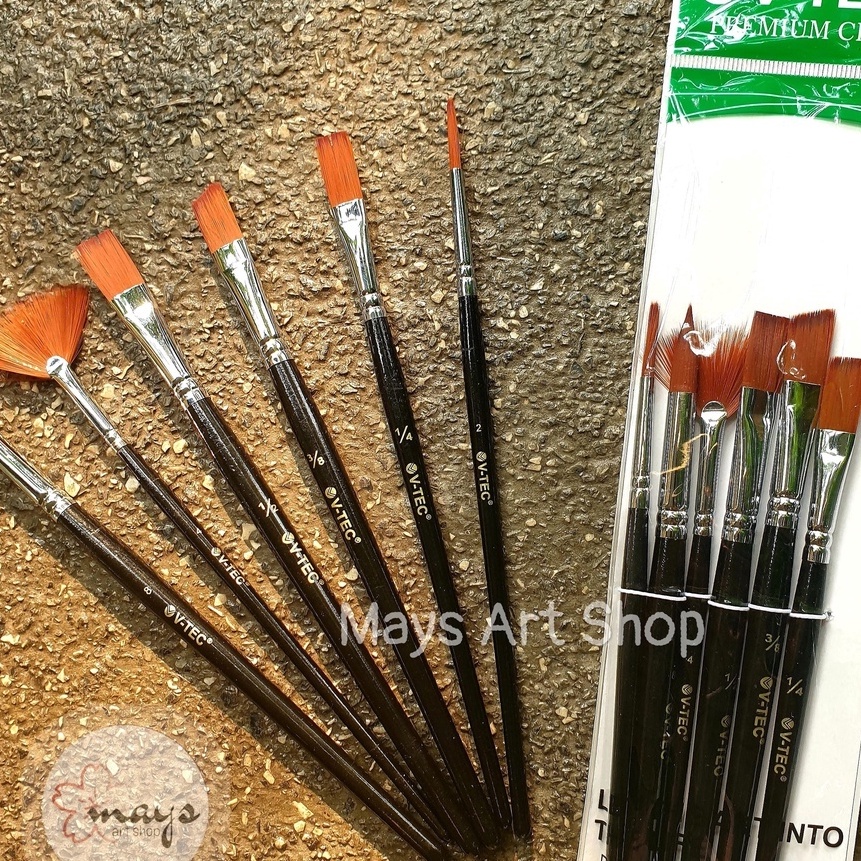 Price Kuas Lukis Set Isi 6 VTec A17 Premium Quality Brush  VTEC Artist Brush Kipas Fan Flat Round La