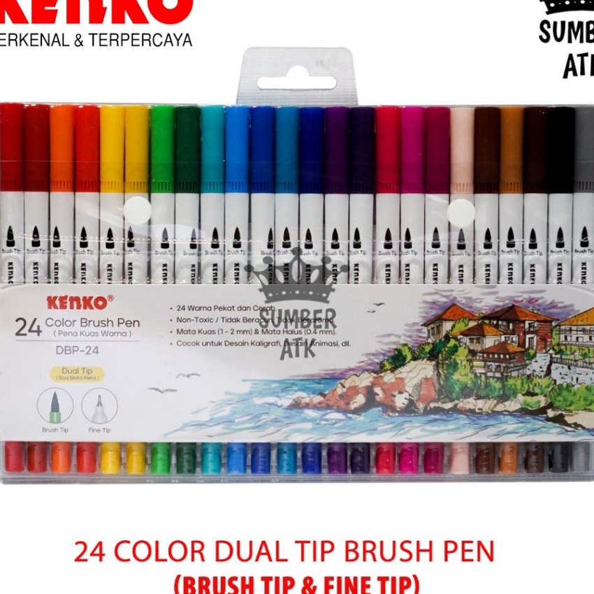 

KP8 24 Color Brush Pen Pena Kuas Warna KENKO DBP24 24 Warna Color