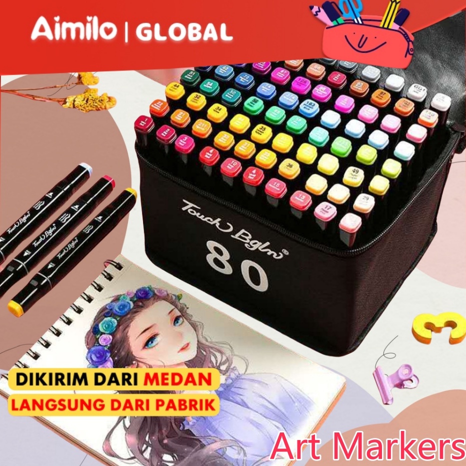

ART U2X6 Ready to shipAimiloMD Spidol Warna Warni 1 Set Sketch Marker 2 Tip Touch Marker 4868 Warna