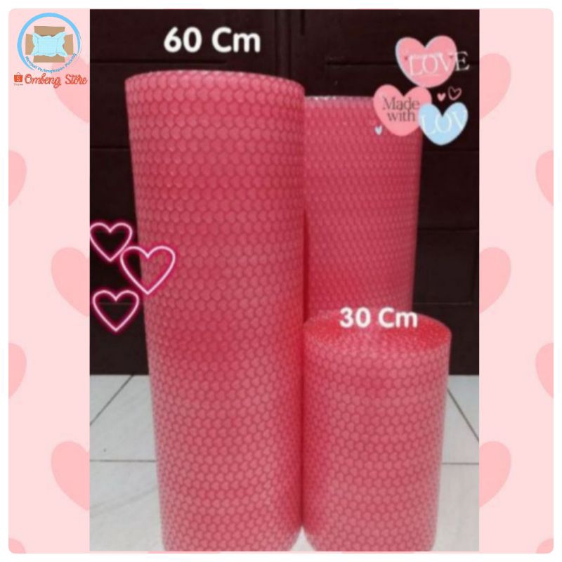 

BUBBLE WRAP PINK LOVE TEBAL SUPER PREMIUM 60 CM X 10 METER