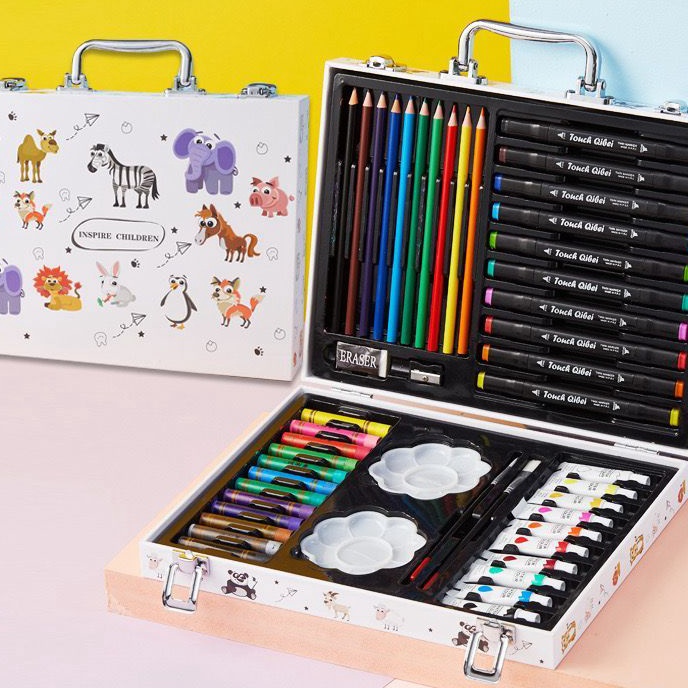 

KF7 WD Crayon Set 48pcs Koper Alumum Besi Krayon Pensil Warna 48 Pcs Box Alat Lukis Anak Koper Set CR 48