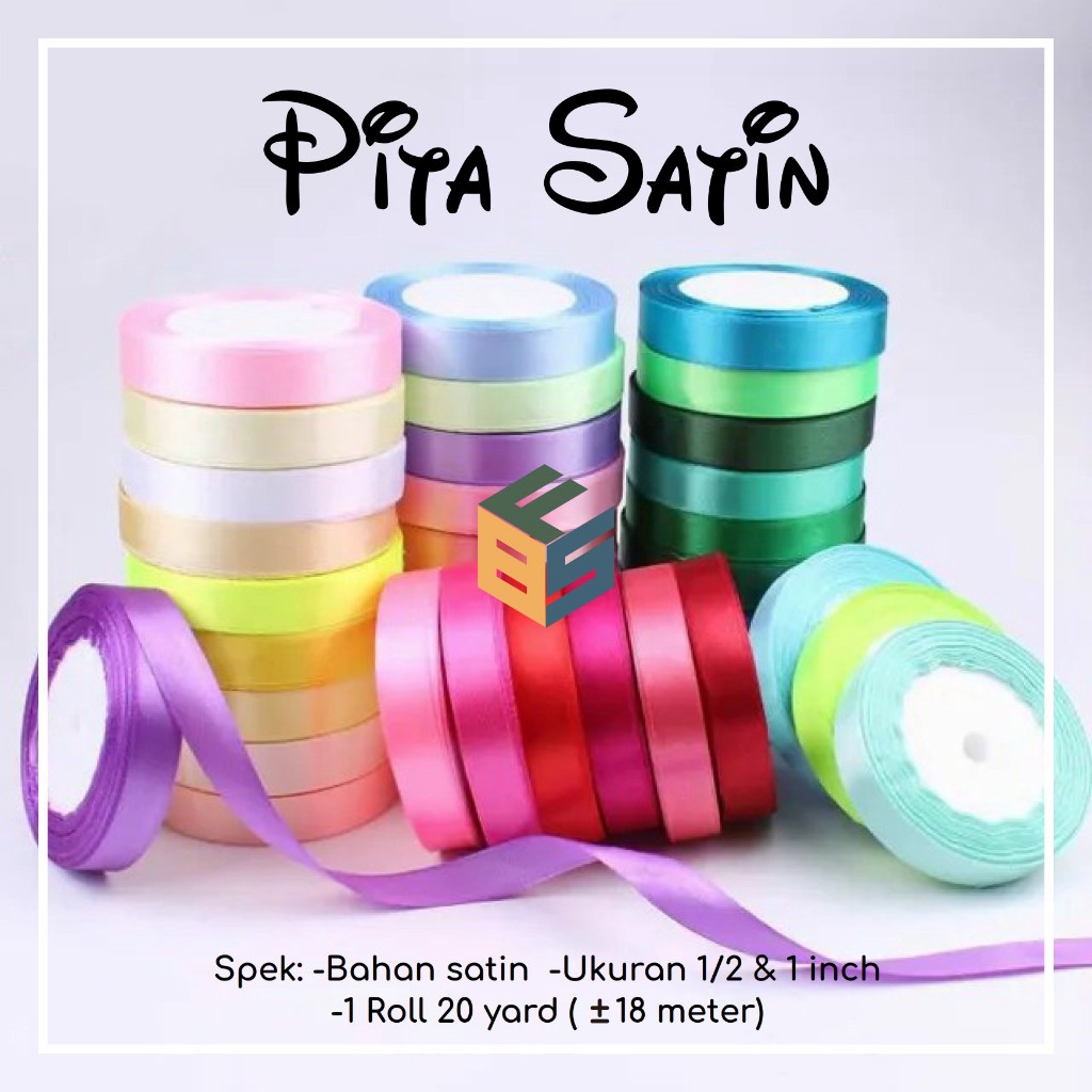 

Pita Satin Warna - pita 20 yard - Pita Satin roll - Pita hampers polos