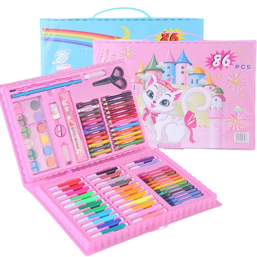 

KP8 Stationary Set isi 86 pcs Pensil Crayon Warna Cat Air Perlengkapan Sekolah Menggambar Anak Alat Warna Lukis set