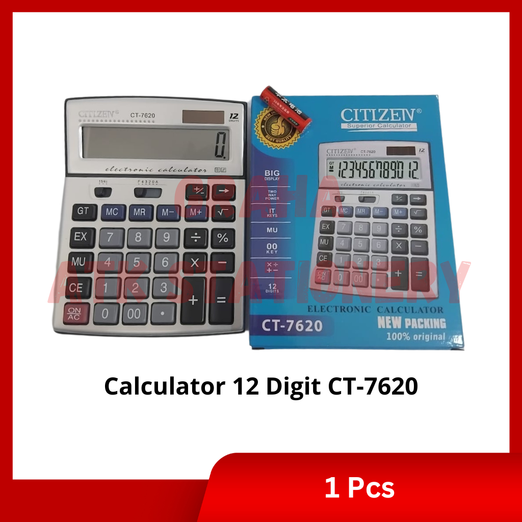 

[1 Pcs] Calculator Electronic 12 Digit CT-7620 / Kalkulator Elektronik 12 Digit CT-7620