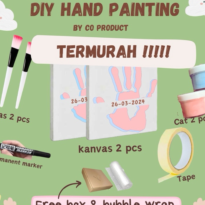 

Potongan DIY Hand Painting Kit 1 set free box canvas lukis Lengkap set lukis tangan couple