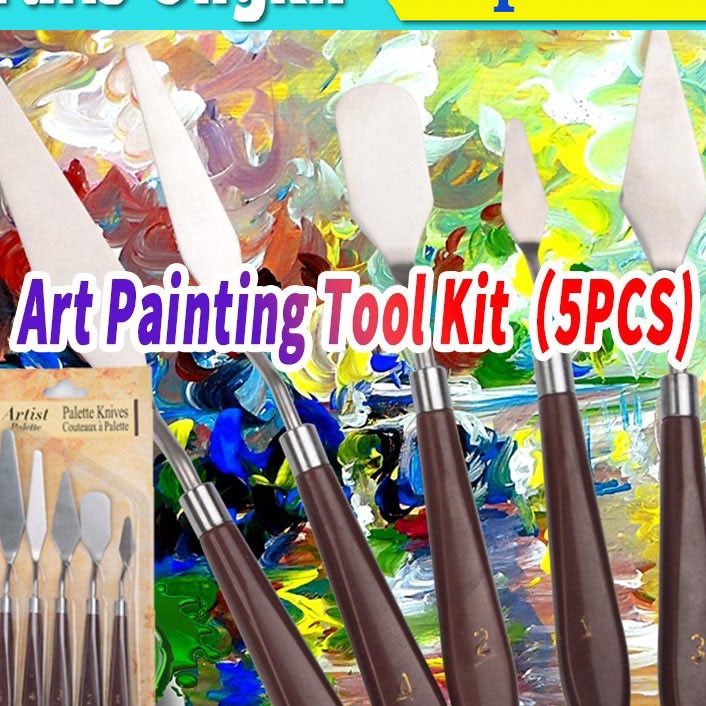 

Cashback 5Pcs Pisau Palet Painting Knife Paint Knife Spatula Dekorasi Kue Lukis Pallete knife